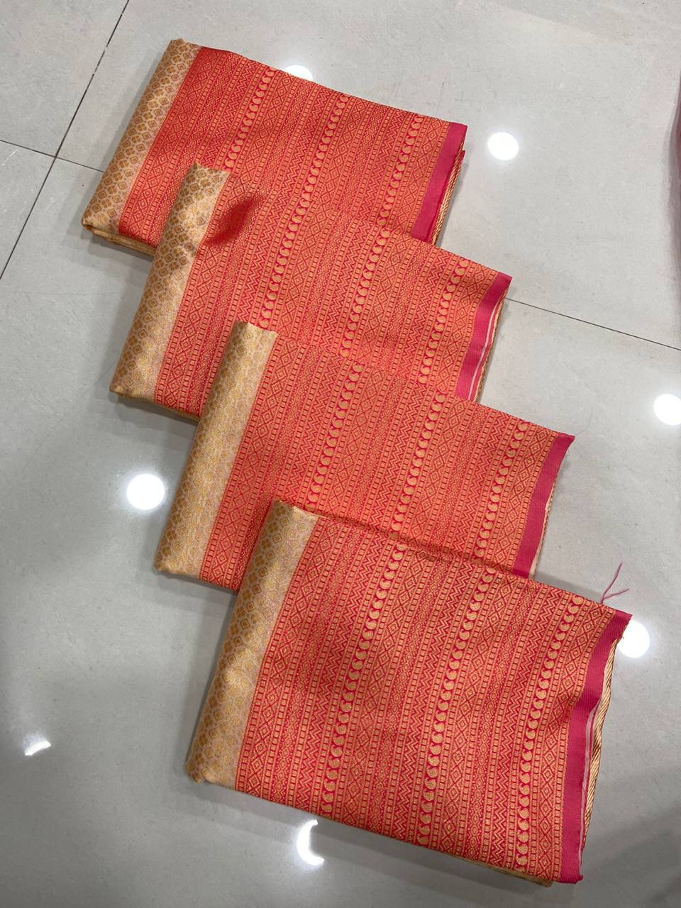 Beige Traditional Kanchipuram Saree with Fully Designer Woven Blouse