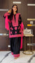 Black and Pink Designer Natural Crepe Silk Sharara Suit and Dupatta