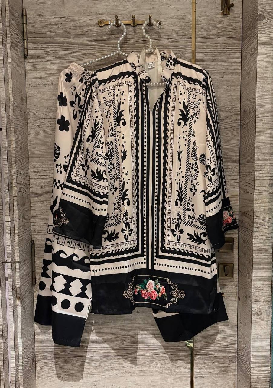 Black and White Designer Natural Crepe Plazzo and Top For Party Wear