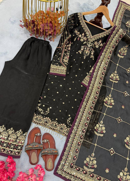 Black Designer Pure Jimmy Choo Plazzo Top and Dupatta For Party Wear