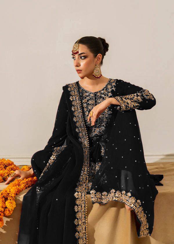 Black Designer Viscose Velvet Coding Top and Dupatta For Party Wear