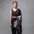Black Digital Print Georgette Saree with Lace Border Black Blouse