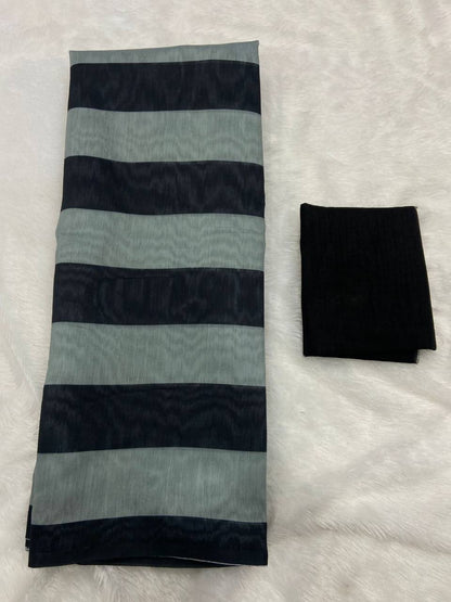 Black Mulmul Lightweight Cotton Digital Print Summer Saree