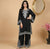 Black Natural Crepe Sequins Embroidered Palazzo Suit Dupatta