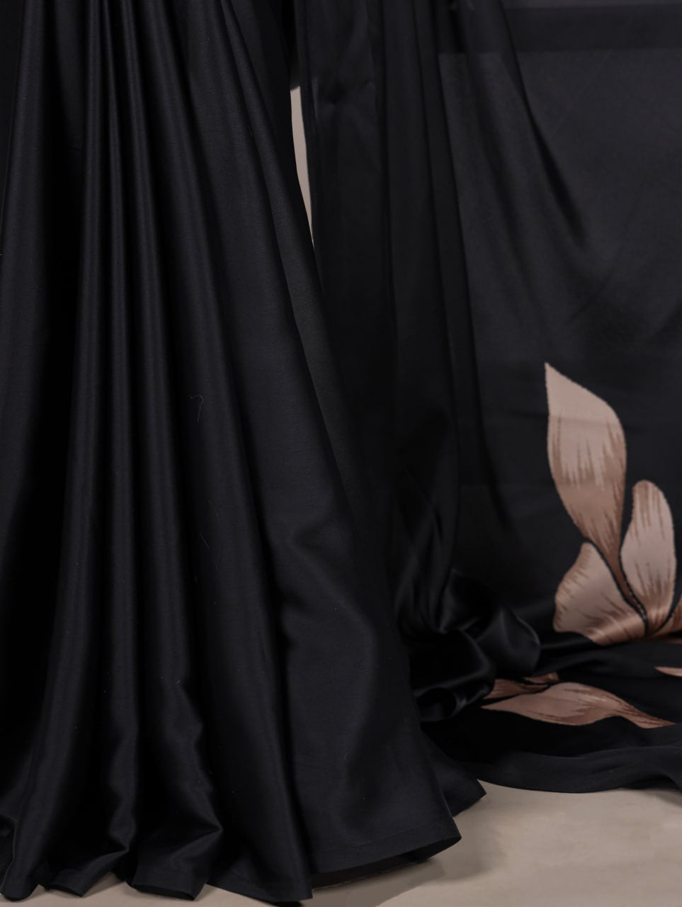 Black Royal Printed Chanderi Saree with Classic Border Matching Blouse