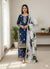 Blue Designer GMY Silk Embroidery Plazzo Suit and Dupatta