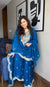 Blue Designer Pure Chinnon Silk Dori Palazzo Top and Dupatta