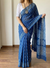 Blue Mulmul Cotton Digital Print Saree with Banglori Blouse