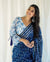 Blue Mulmul Cotton Digital Print Saree with white Mulmul Blouse