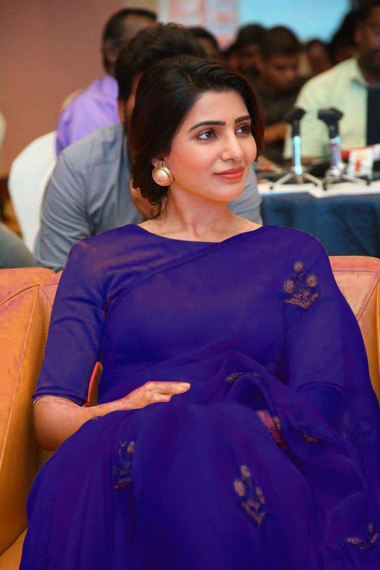 Blue Pure Organza Sequins Embroidery Saree with Banglori Blouse