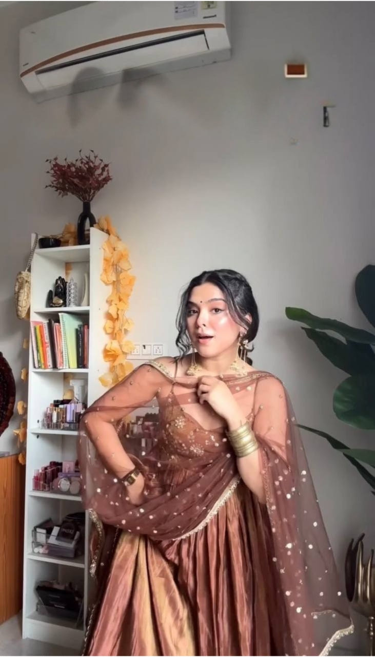 Brown Designer Fandy Silk Embroidery Gown and Dupatta For Party Wear