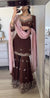 Brown Designer Faux Georgette Sharara Palazzo and Dupatta For Party Wear