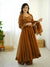 Brown Designer Roman Shimmer Silk Embroidery Gown and Dupatta