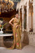 Brown Georgette Floral Print Saree with Pearl Lace Border