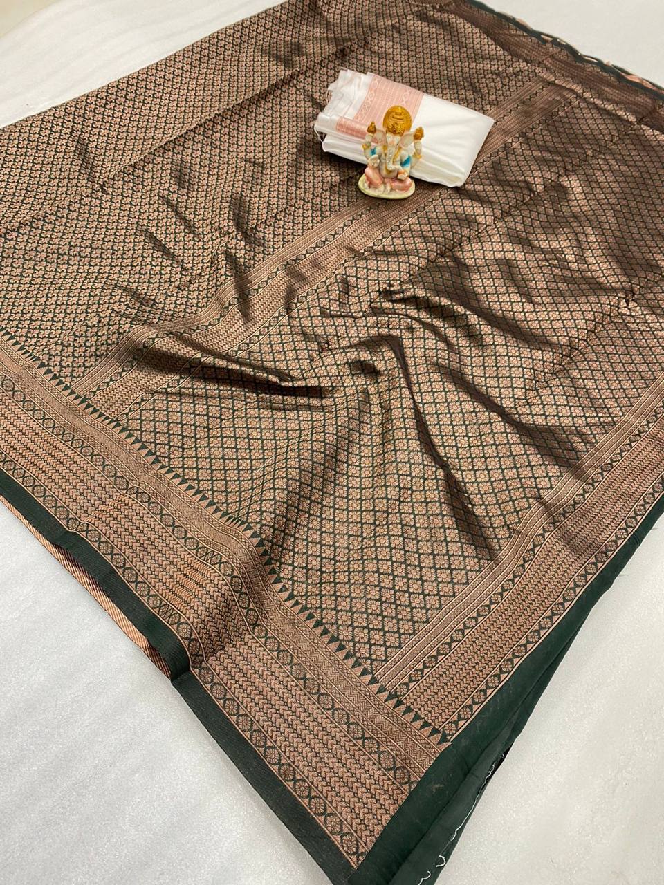 Brown Kanchipuram Jari Weaving Silk Saree with Designer Blouse