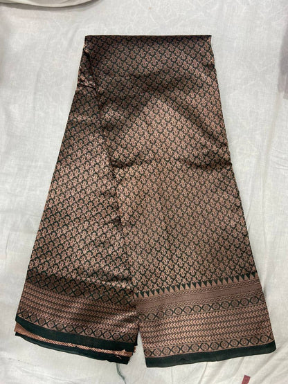 Brown Kanchipuram Jari Weaving Silk Saree with Designer Blouse