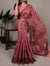 Coral Pink Soft Poly Cotton Printed Saree with Thread Weaving