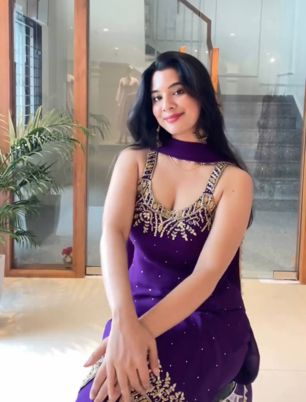 Dark Purple Designer Heavy Faux Georgette Plazzo Top and Dupatta