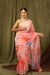 Dusty Peach Pure Khadi Organza Saree with Golden Banglori Blouse