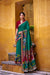 Firozi Kalamkari Print Chanderi Saree with Zari Weaving Border