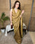 Golden Designer Jimmy Choo Satin Saree with Matching Blouse