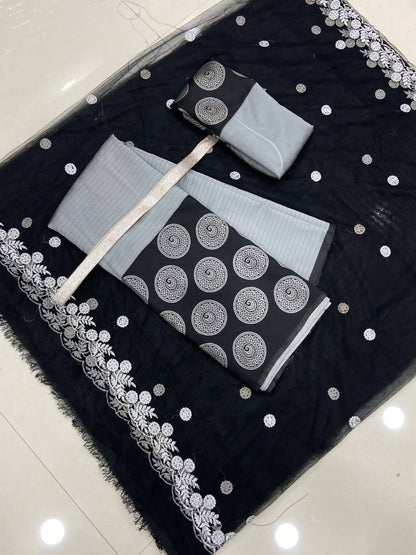 Gray Kanchipuram Silk Lehenga Choli with Jacquard Blouse & Net Dupatta
