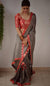 Gray Upadda Silk Jacquard Weaving Saree with Banarasi Blouse