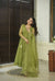 Green Designer Faux Georgette Embroidered Gown and Dupatta Set