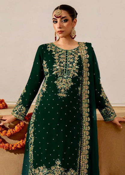 Green Designer Viscose Velvet Coding Top and Dupatta For Party Wear