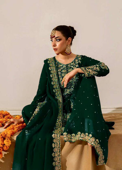 Green Designer Viscose Velvet Coding Top and Dupatta For Party Wear