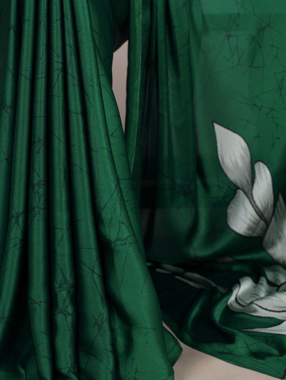 Green Royal Printed Chanderi Saree with Classic Border