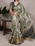Green Tasar Silk Printed Saree with Viscose Border Matching Blouse