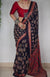 Indigo Blue Soft Mulmul Cotton Digital Print Saree with Banglori Blouse