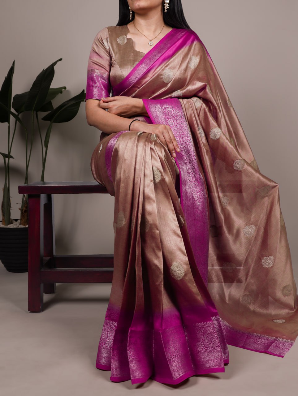 Light Pink Rumali Silk Saree with Elegant Zari Weaving Matching Blouse