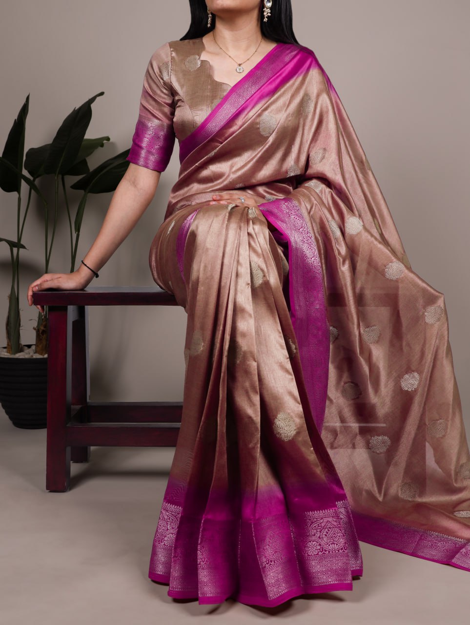 Light Pink Rumali Silk Saree with Elegant Zari Weaving Matching Blouse