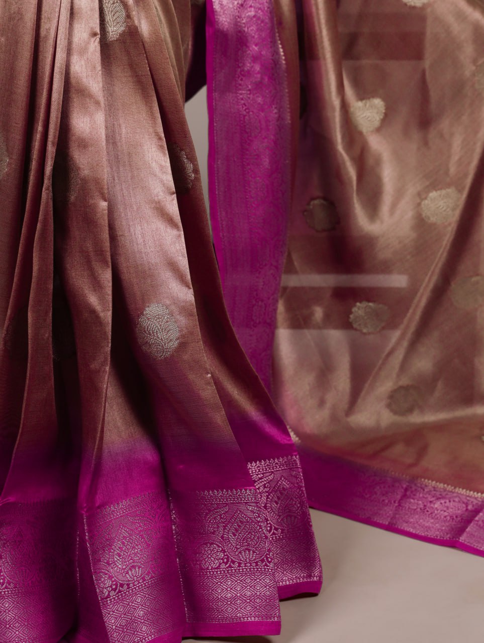 Light Pink Rumali Silk Saree with Elegant Zari Weaving Matching Blouse
