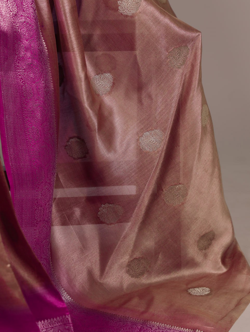 Light Pink Rumali Silk Saree with Elegant Zari Weaving Matching Blouse