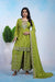 Lime Green Chinon Sharara Suit with Coding Embroidery Matching Dupatta