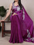 Magenta Pink Printed Chanderi Saree with Classic Border