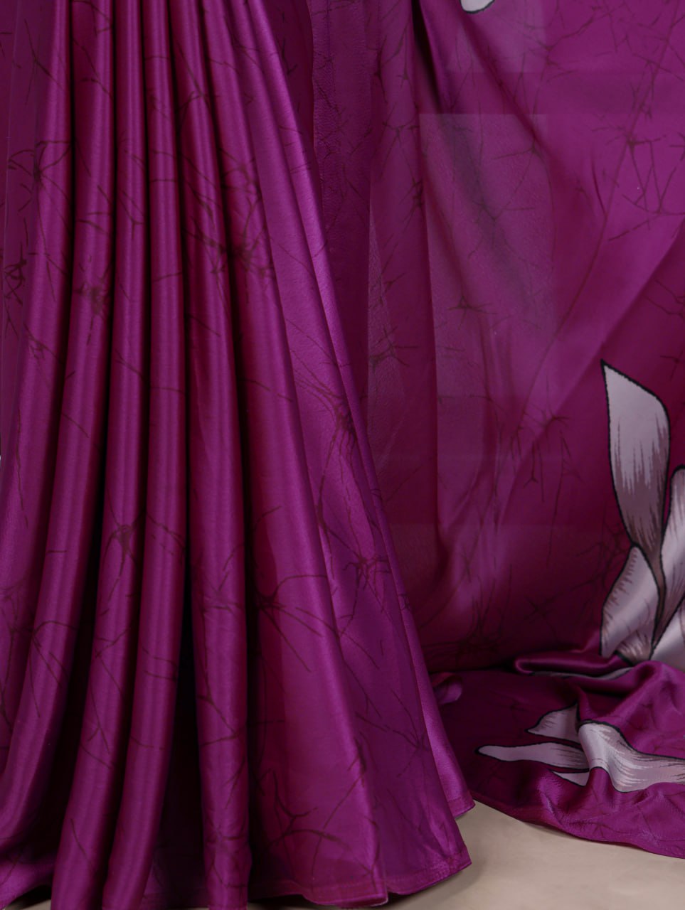  Magenta Pink Printed Chanderi Saree with Classic Border