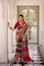 Maroon Polyester Viscose Chanderi Saree with Printed Temple Border