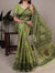 Mehendi Green Soft Poly Cotton Printed Saree with Thread Weaving
