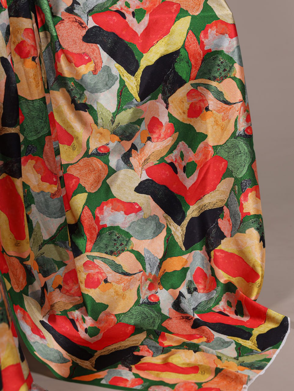 Multi-color Floral Satin Silk Printed Saree with Banglory Black Blouse