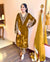 Mustard Designer Viscose Velvet Plazzo Top and Dupatta For Party Wear
