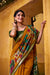 Mustard Kalamkari Print Chanderi Saree with Zari Weaving Border