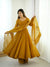 Mustard Yellow Designer Heavy Fandy Silk Gown and Dupatta For Party Wear