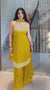 Mustard Yellow Designer Heavy Faux Georgette Plazzo Top and Dupatta