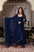 Navy Blue Designer Faux Georgette LCD Stone Work Gown Set