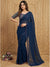 Navy Blue Georgette Aari Embroidery Border Saree with Work Blouse