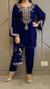 Navy Blue Heavy Viscose Velvet Embroidery Sharara Suit For Party Wear